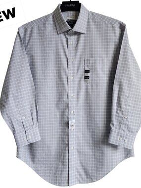 17 32/33 Shirt White Blue Black Plaid Traditional Fit Jos A Bank Traveler New